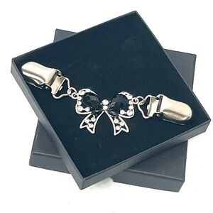 Victoria Leland Designs Black and Silver Bow Clip for sweaters, dresses, & shirt